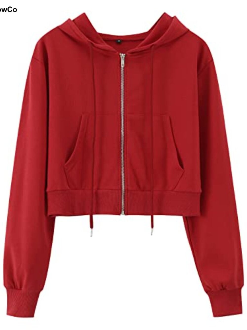 Women Cropped Zip Up Hoodie Cotton Casual Long Sleeve Drawstring Jacket